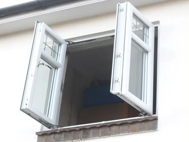 french-windows-second-floor-white-framed-window-opened-fully-fitted-in-southampton